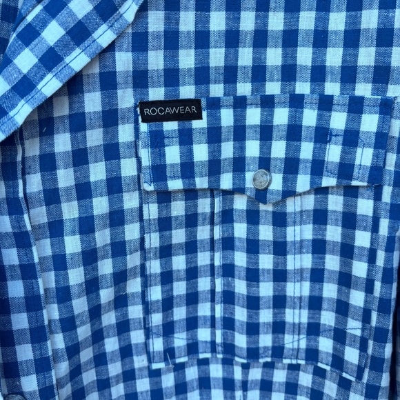 Rocawear Men’s Blue/White Checkered Western Style, LS, Snap Front Shirt,NWT 4X - Picture 4 of 15